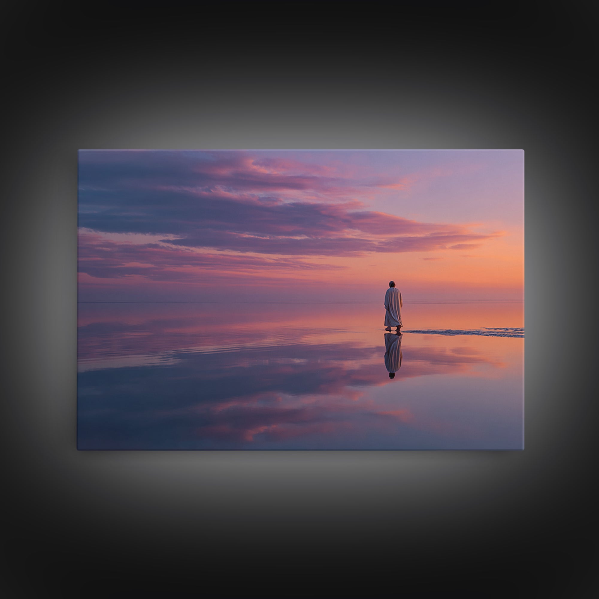 Twilight Walk of Peace – Framed Canvas Print – Christian Wall Art – Jesus Painting – Christian Art Canvas – Modern Christian Art – Christia