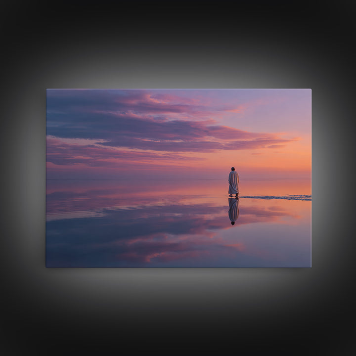 Twilight Walk of Peace – Framed Canvas Print – Christian Wall Art – Jesus Painting – Christian Art Canvas – Modern Christian Art – Christia