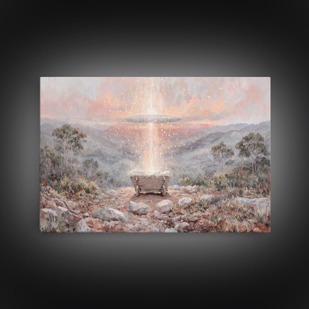 Heavenly Arrival – Framed Canvas Print – Christmas Art – Christian Wall Art – Christian Art Canvas – Christian Decor – Christian Christmas