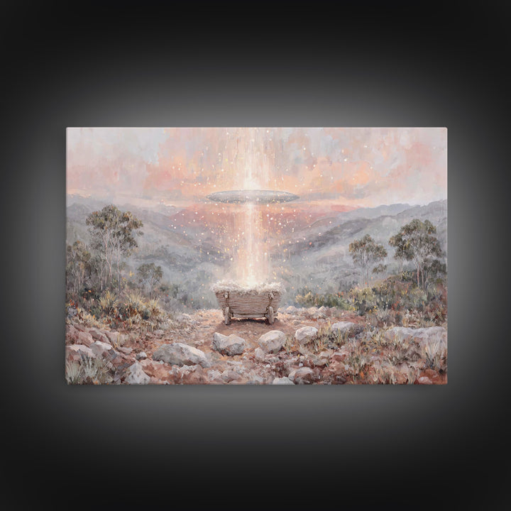 Heavenly Arrival – Framed Canvas Print – Christmas Art – Christian Wall Art – Christian Art Canvas – Christian Decor – Christian Christmas