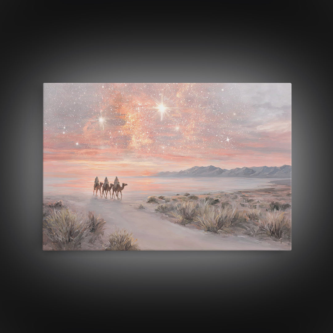 Desert Star Journey – Framed Canvas Print – Christian Christmas Art – Christian Wall Art – Christmas Art – Christian Art Canvas – Christian