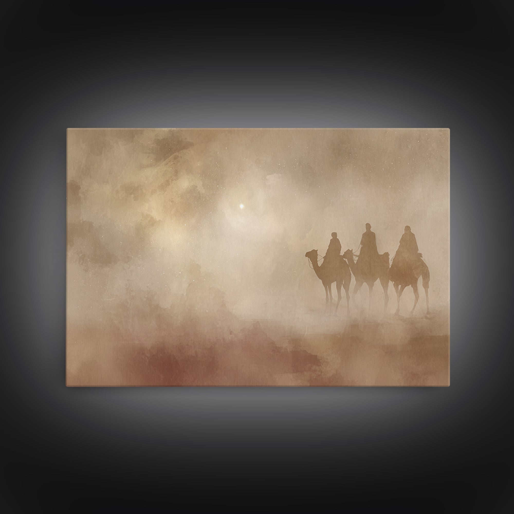 Camel Nightwatch – Framed Canvas Print – Christian Christmas Art – Christian Art Canvas – Christian Wall Art – Christmas Art – Christian De