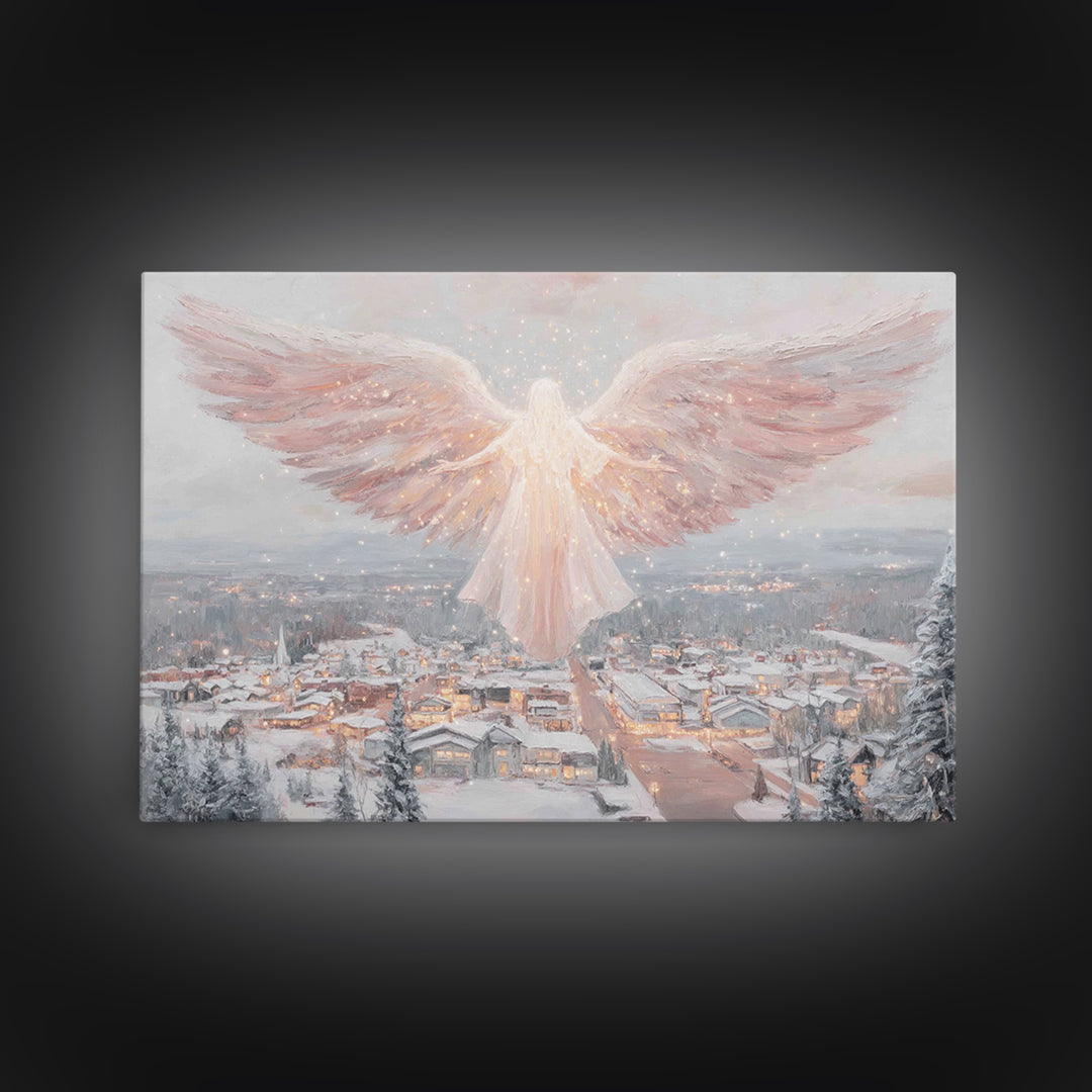Angel Of Winter Grace – Framed Canvas Print – Christian Wall Art – Christian Art Canvas – Christmas Art – Christian Christmas Decor