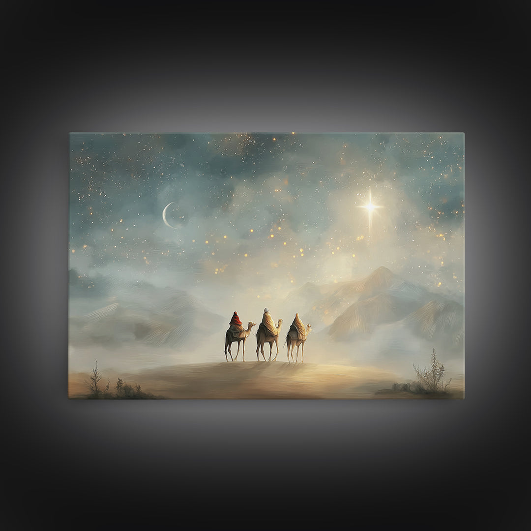 Starward Steps – Framed Canvas Print – Christmas Art – Christian Art Canvas – Christian Wall Art – Christian Decor – Christian Christmas Ar