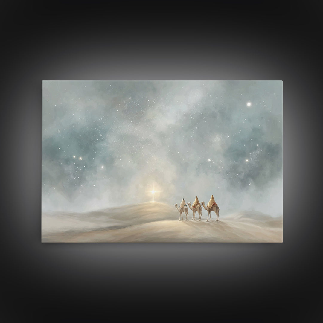 Hillside Star – Framed Canvas Print – Christian Christmas Art – Christian Wall Art – Christian Art Canvas – Christian Decor – Christmas Art