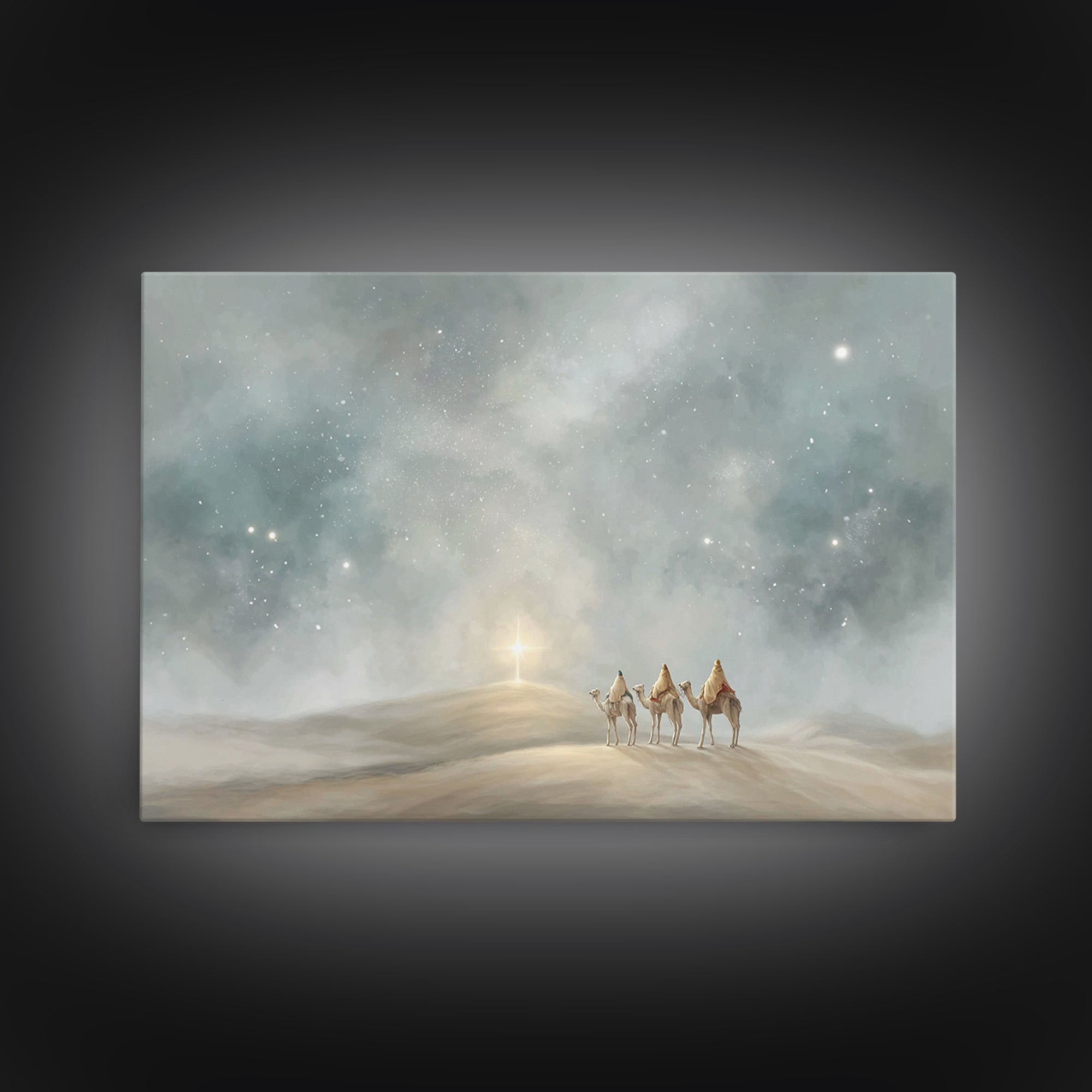 Hillside Star – Framed Canvas Print – Christian Christmas Art – Christian Wall Art – Christian Art Canvas – Christian Decor – Christmas Art
