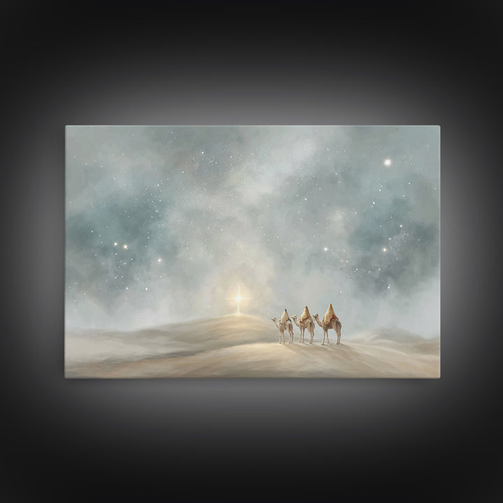 Hillside Star – Framed Canvas Print – Christian Christmas Art – Christian Wall Art – Christian Art Canvas – Christian Decor – Christmas Art