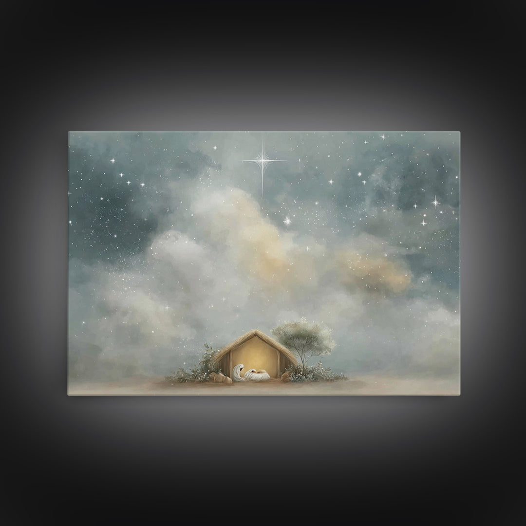 Nativity Peace – Framed Canvas Print – Christian Art Canvas – Christian Christmas Art – Christian Wall Art – Christmas Art – Christian Deco