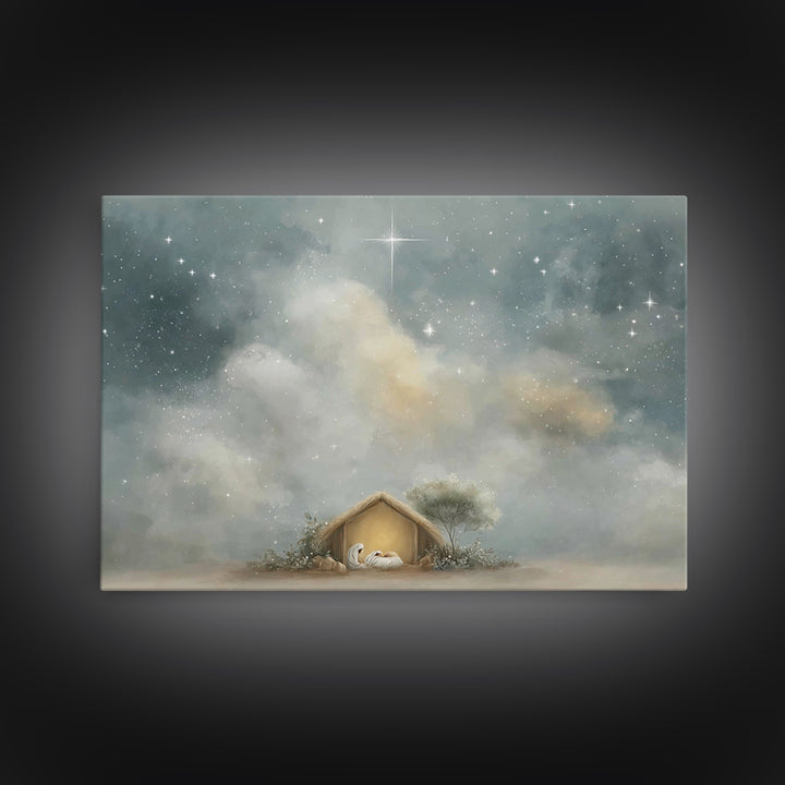 Nativity Peace – Framed Canvas Print – Christian Art Canvas – Christian Christmas Art – Christian Wall Art – Christmas Art – Christian Deco