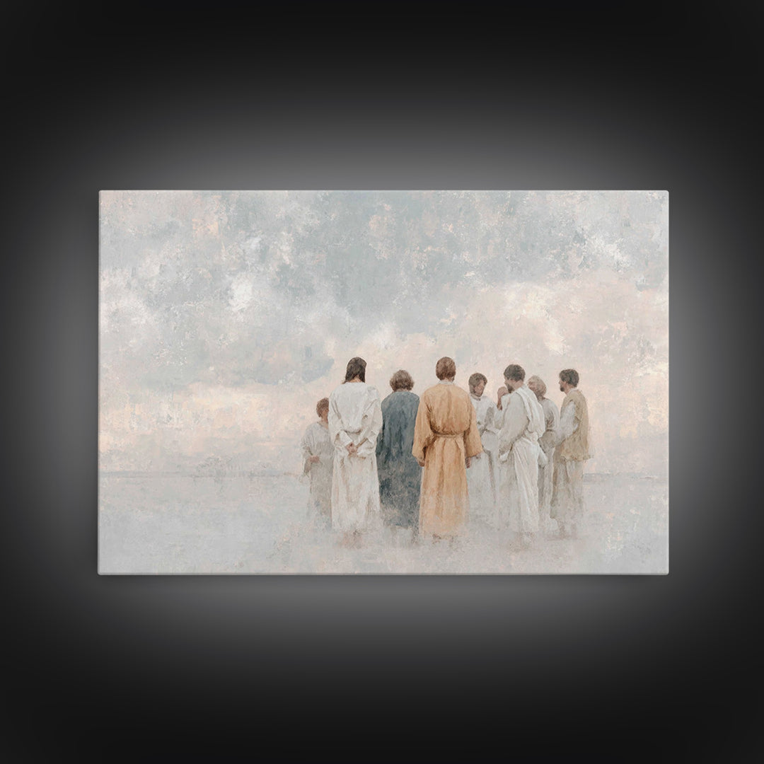 Celestial Gathering – Framed Canvas Print – Christian Wall Art – Jesus Painting – Christian Art Canvas – Christmas Art