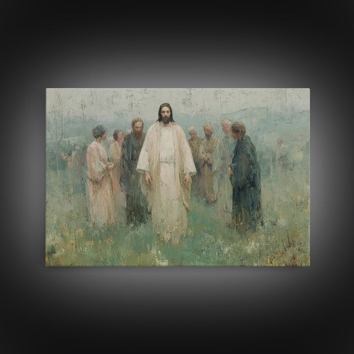 Sacred Meadow Light – Framed Canvas Print – Jesus Painting – Christian Wall Art – Christian Art Canvas – Christian Christmas Art
