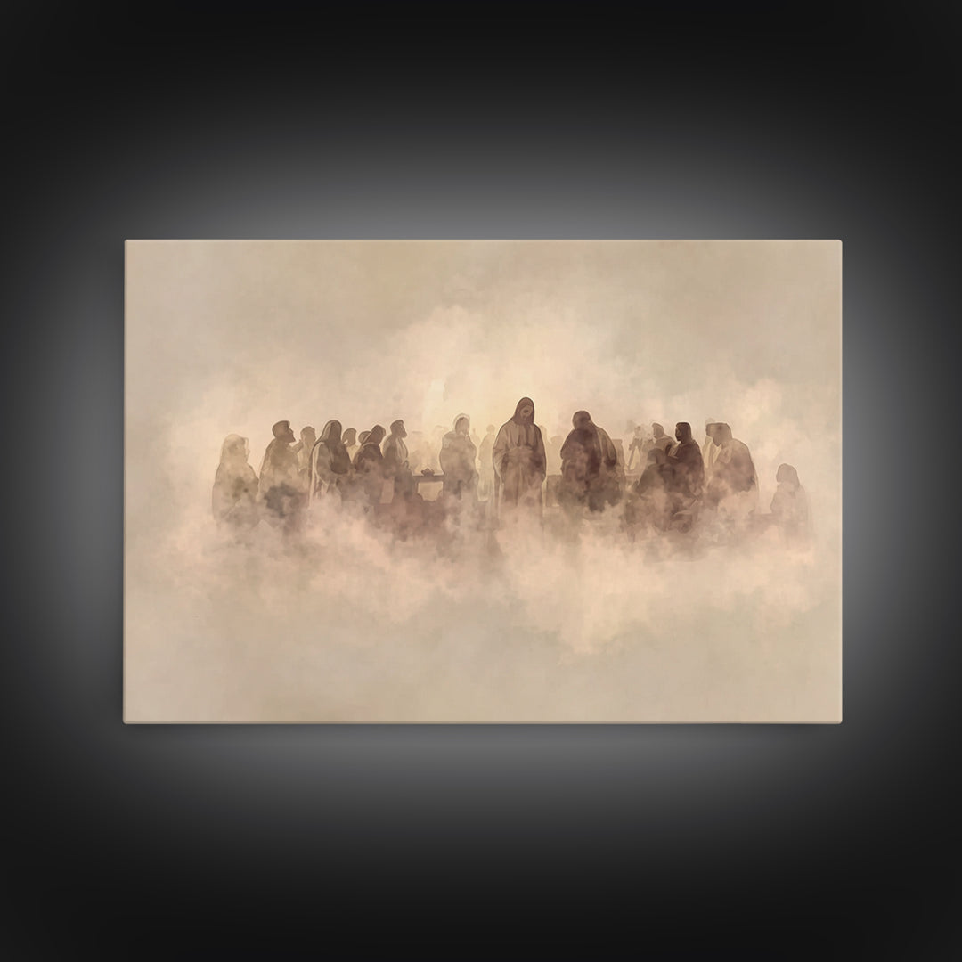 Cloudlit Assembly – Framed Canvas Print – Jesus Painting – Christian Art Canvas – Christian Wall Art – Christian Gift