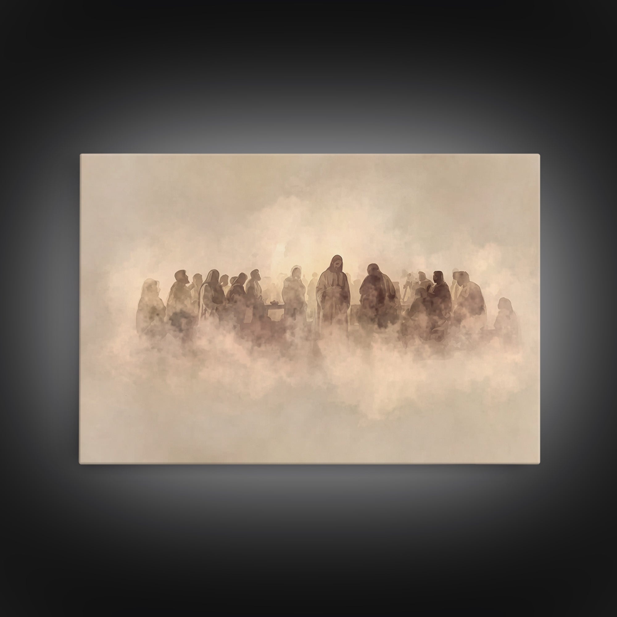 Cloudlit Assembly – Framed Canvas Print – Jesus Painting – Christian Art Canvas – Christian Wall Art – Christian Gift