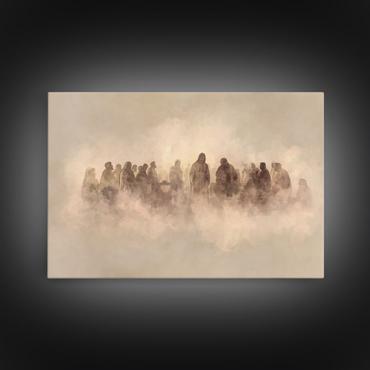 Cloudlit Assembly – Framed Canvas Print – Jesus Painting – Christian Art Canvas – Christian Wall Art – Christian Gift
