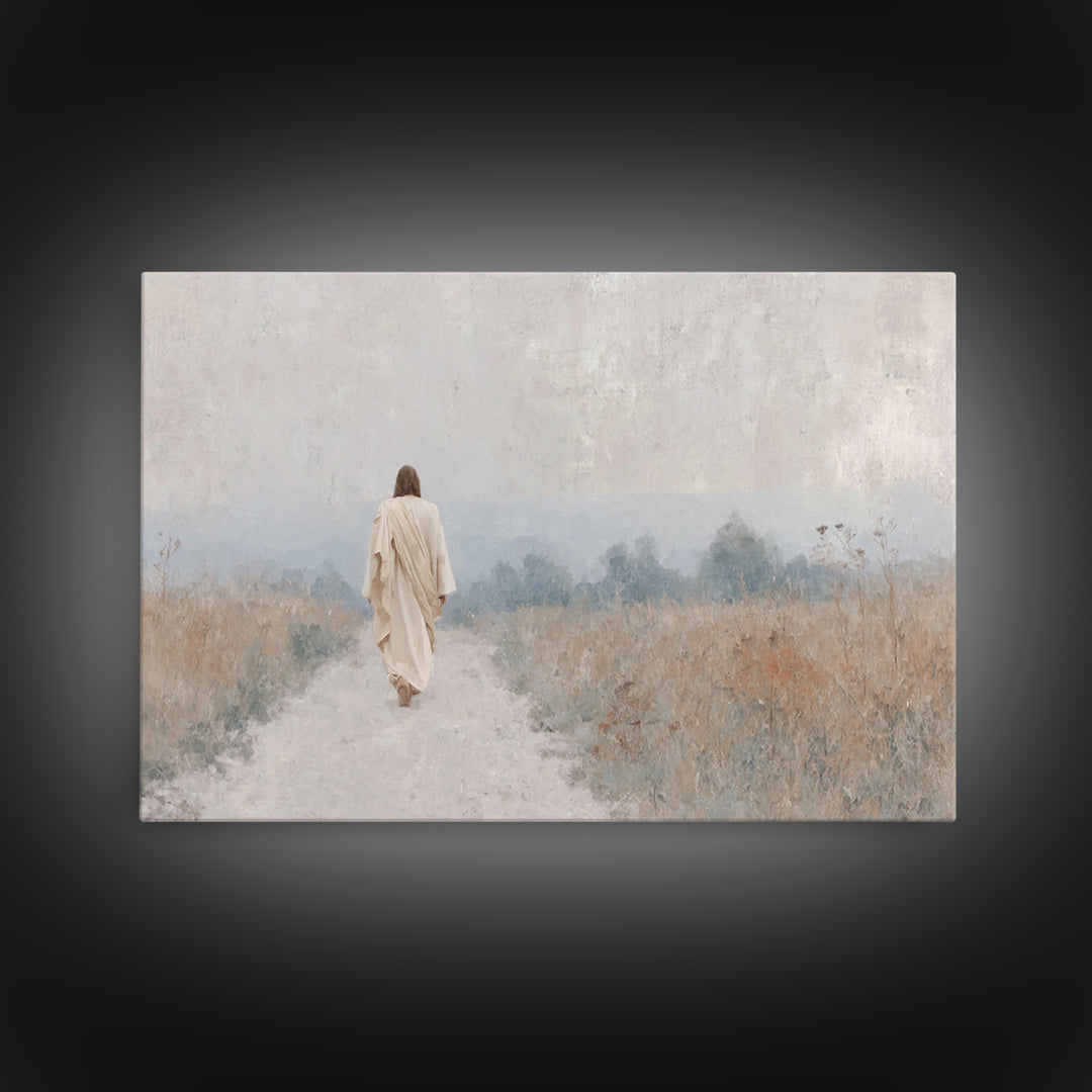 Quiet Path Light | Framed Canvas Print | Christian Art Canvas | Jesus Painting | Christian Wall Art | Minimalist Christian Art