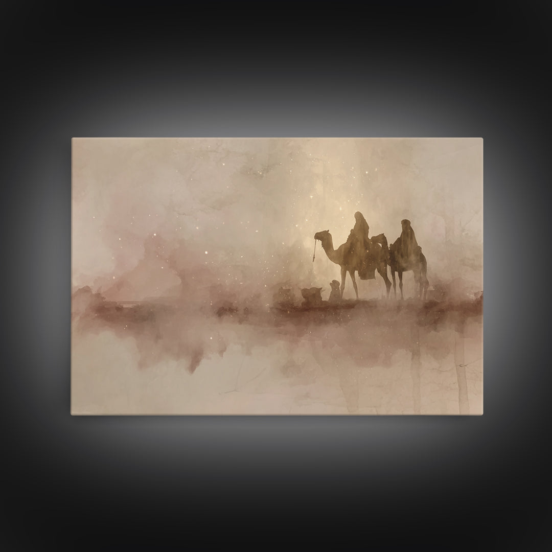 Starry Caravan Path | Framed Canvas Print | Christmas Art | Christian Christmas Art | Christmas Wall Art | Christian Art Canvas