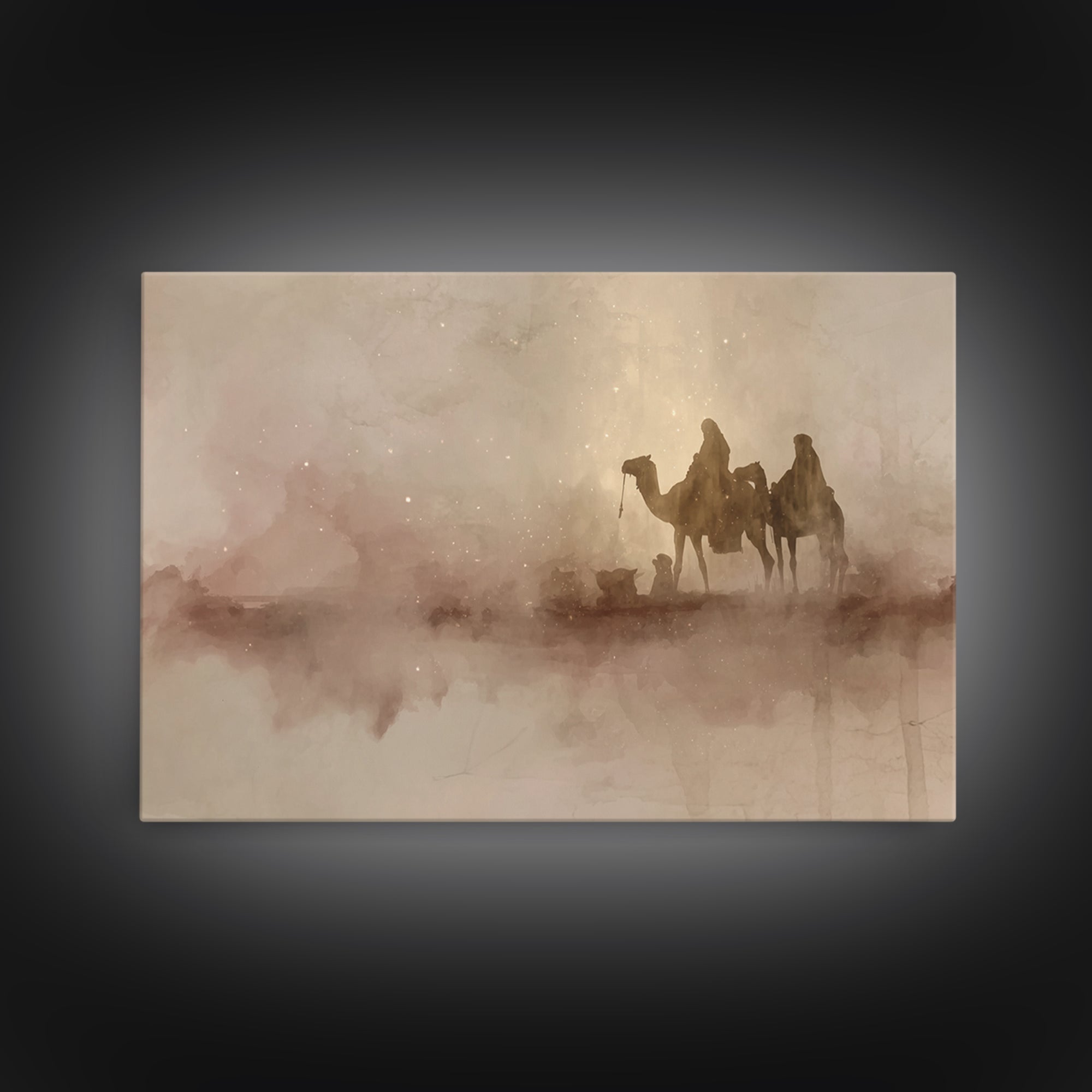 Starry Caravan Path | Framed Canvas Print | Christmas Art | Christian Christmas Art | Christmas Wall Art | Christian Art Canvas