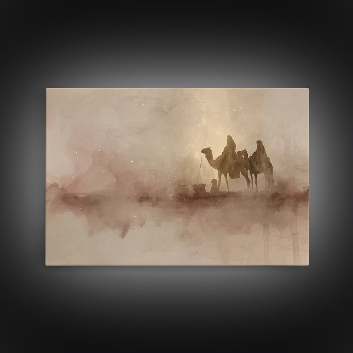 Starry Caravan Path | Framed Canvas Print | Christmas Art | Christian Christmas Art | Christmas Wall Art | Christian Art Canvas