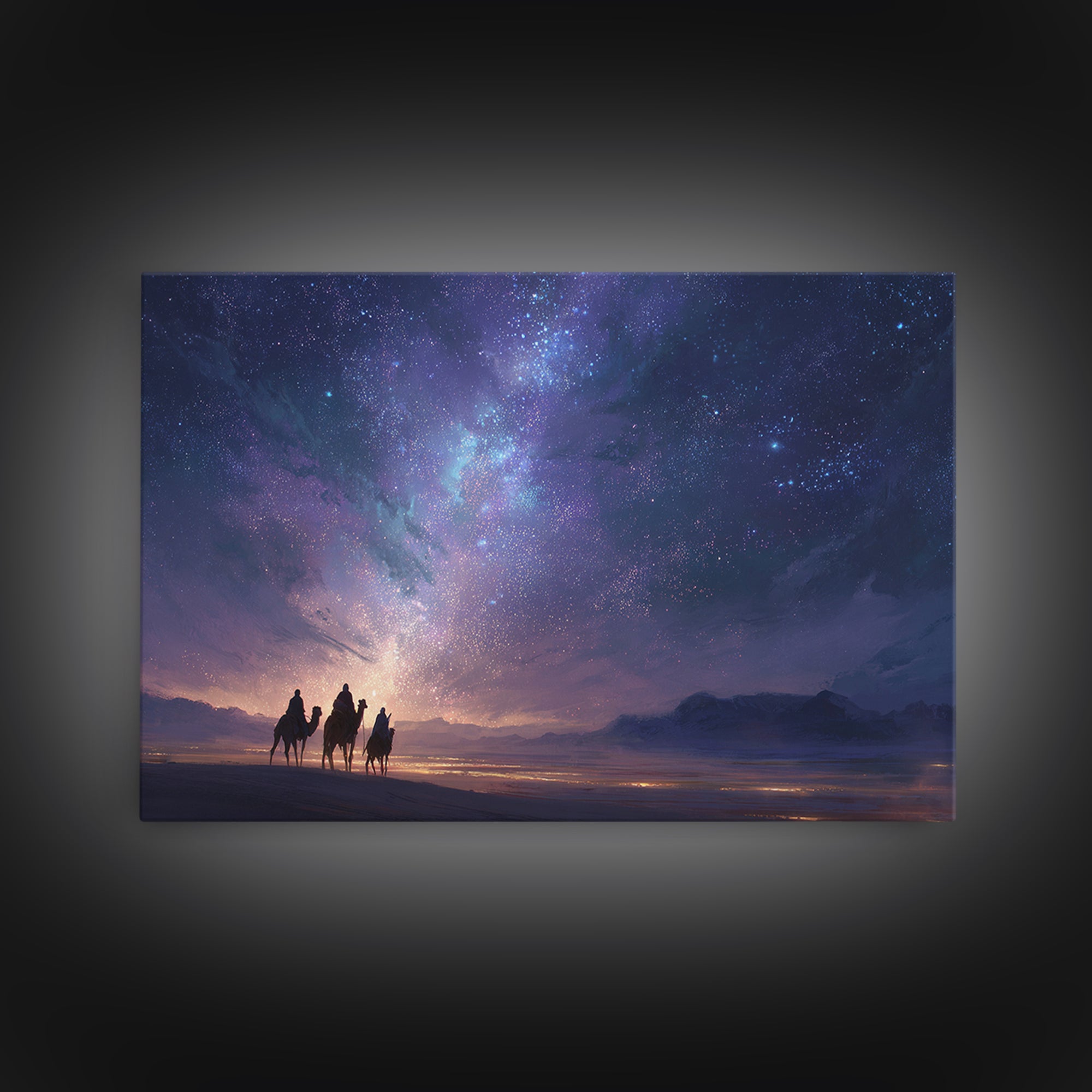 Night Journey – Framed Canvas Print – Christmas Art – Christian Wall Art – Christian Art Canvas – Jesus Painting – Christian Christmas Art
