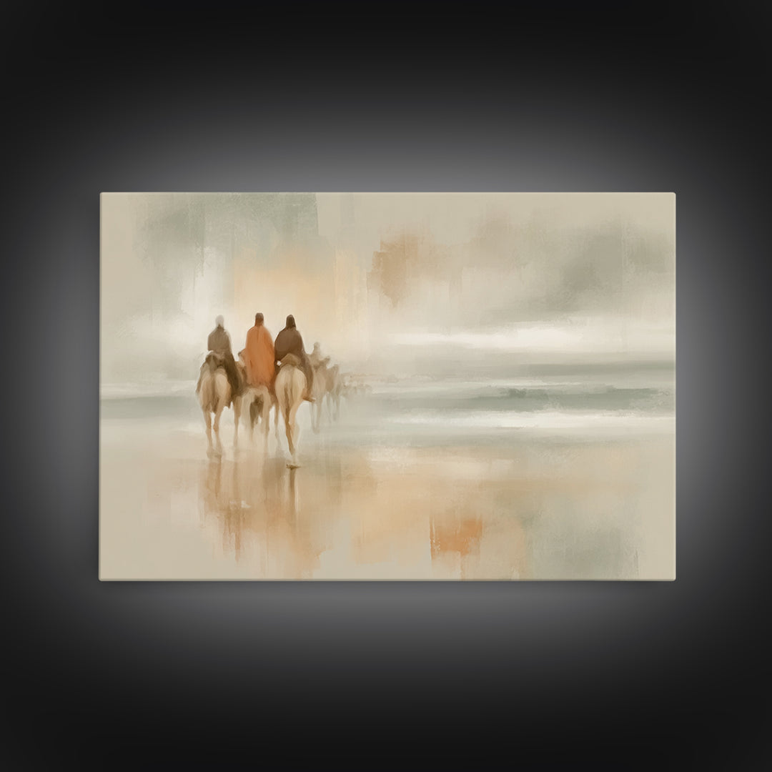 Silent Pilgrims – Framed Canvas Print – Christian Wall Art – Christian Art Canvas – Christmas Art – Christian Gift – Christian Christmas Ar