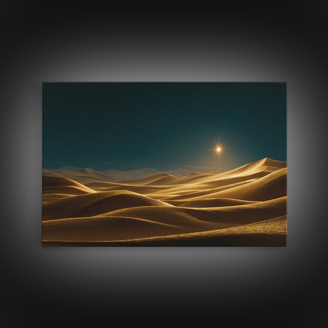 Golden Star – Framed Canvas Print – Christian Christmas Art – Christian Wall Art – Christian Art Canvas – Christmas Art – Jesus Painting
