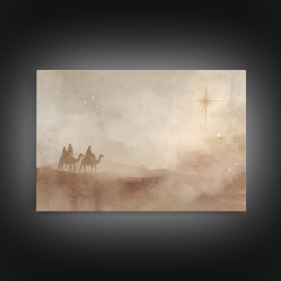 Desert Star Path – Framed Canvas Print – Christian Wall Art – Christian Art Canvas – Christmas Art – Christian Christmas Art – Christian Gi