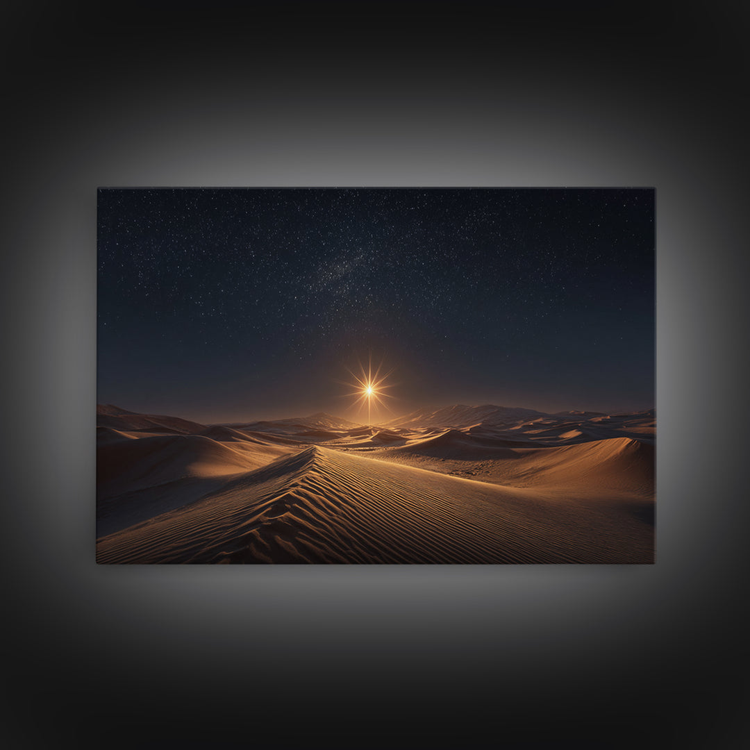 Midnight Radiance – Framed Canvas Print – Christian Wall Art – Christian Art Canvas – Christmas Art – Christian Christmas Art – Jesus Paint