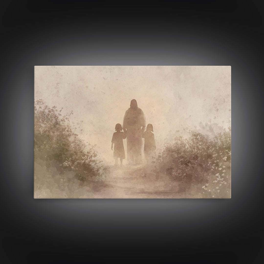 Soft Morning Walk – Framed Canvas Print – Jesus Painting – Christian Art Canvas – Christian Wall Art – Christian Gift Ideas – Christian Art