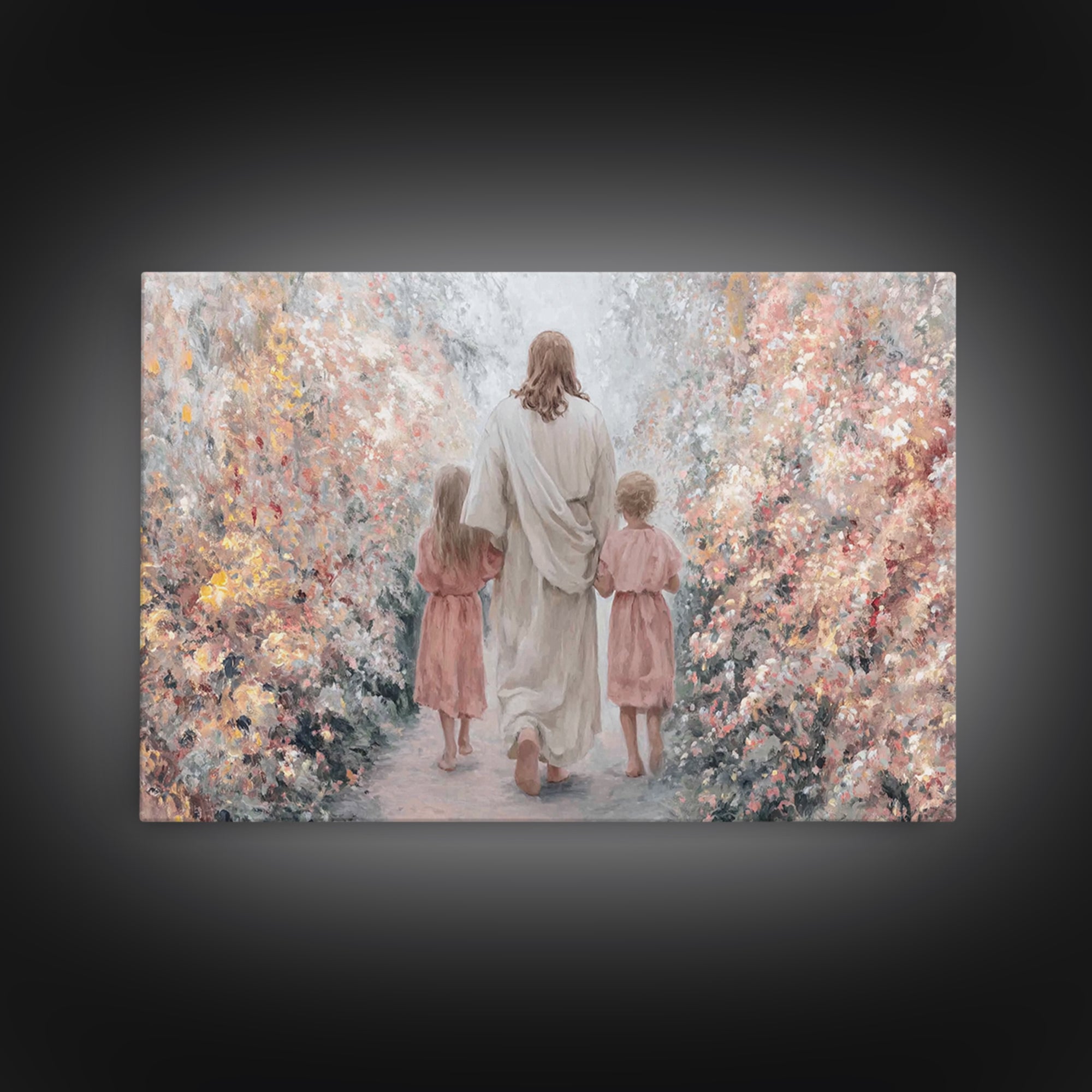Gentle Shepherd Walk - Framed Canvas Print - Christian Art Canvas - Christian Painting - Jesus Art Print - Christian Home Decor