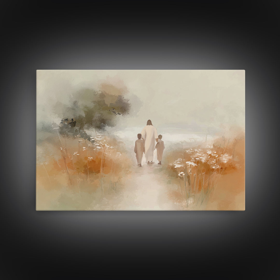 Radiant Garden Peace, Framed Canvas Print, Christian Wall Art, Jesus Painting, Christian Art Print, Christian Christmas Art