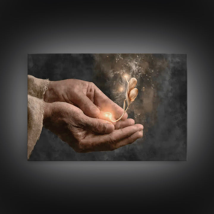 Hands Of Grace - Framed Canvas Print - Christian Art Canvas - Christian Gift - Christian Wall Art - Jesus Painting
