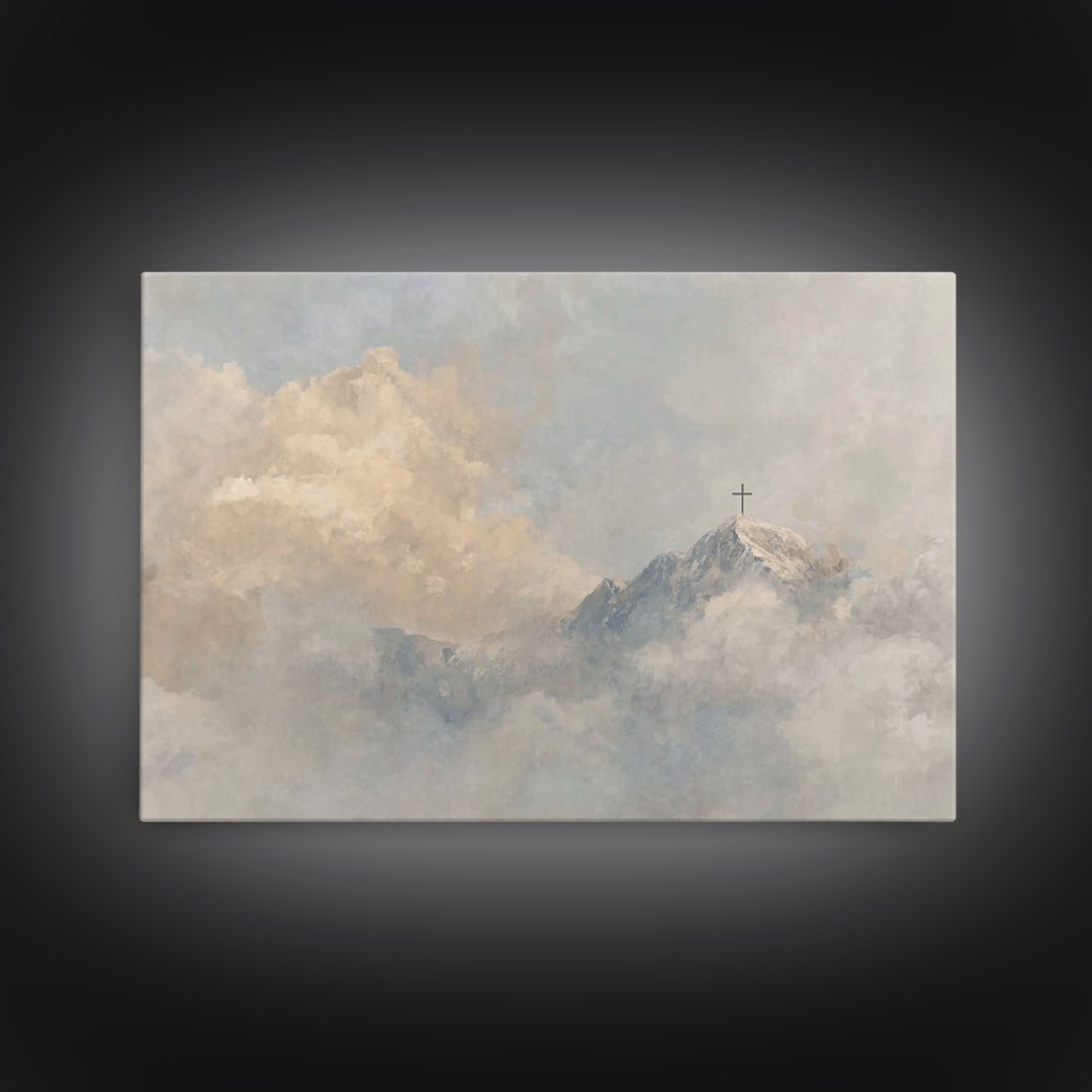 Heavenward Summit, Framed Canvas Print, Christian Art Canvas, Christian Wall Art, Subtle Christian Art, Large Christian Painting, Christian