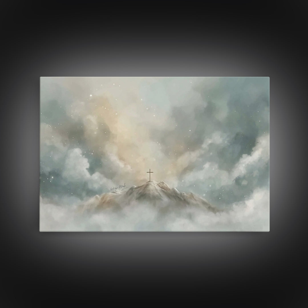 Mountain of Grace – Framed Canvas Print – Christian Wall Art – Christian Art Canvas – Jesus Painting – Christian Decor – Christian Gift Ide