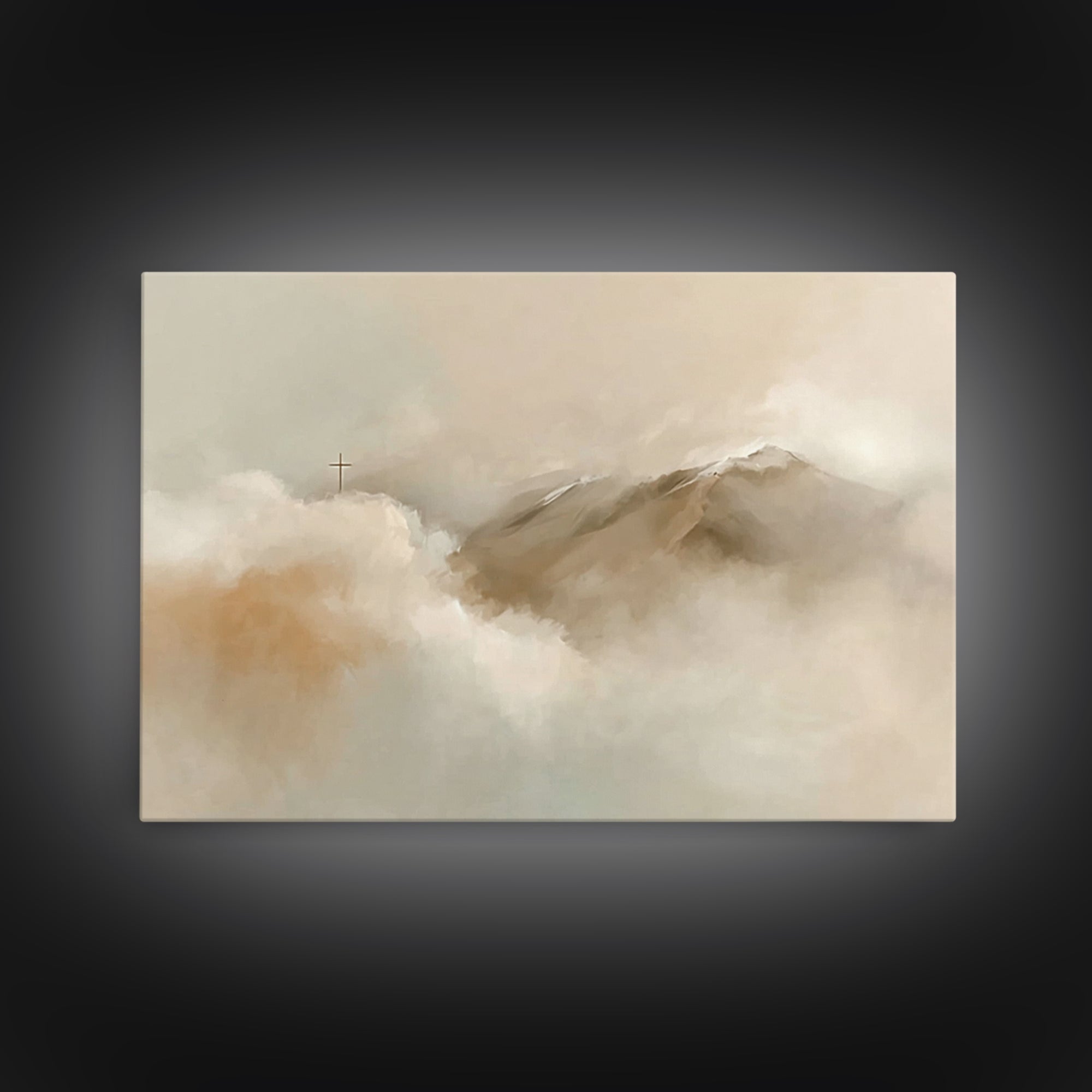 Peaceful Heights – Framed Canvas Print – Minimalist Christian Art – Christian Art Print – Subtle Christian Paintings – Christian Wall Art –