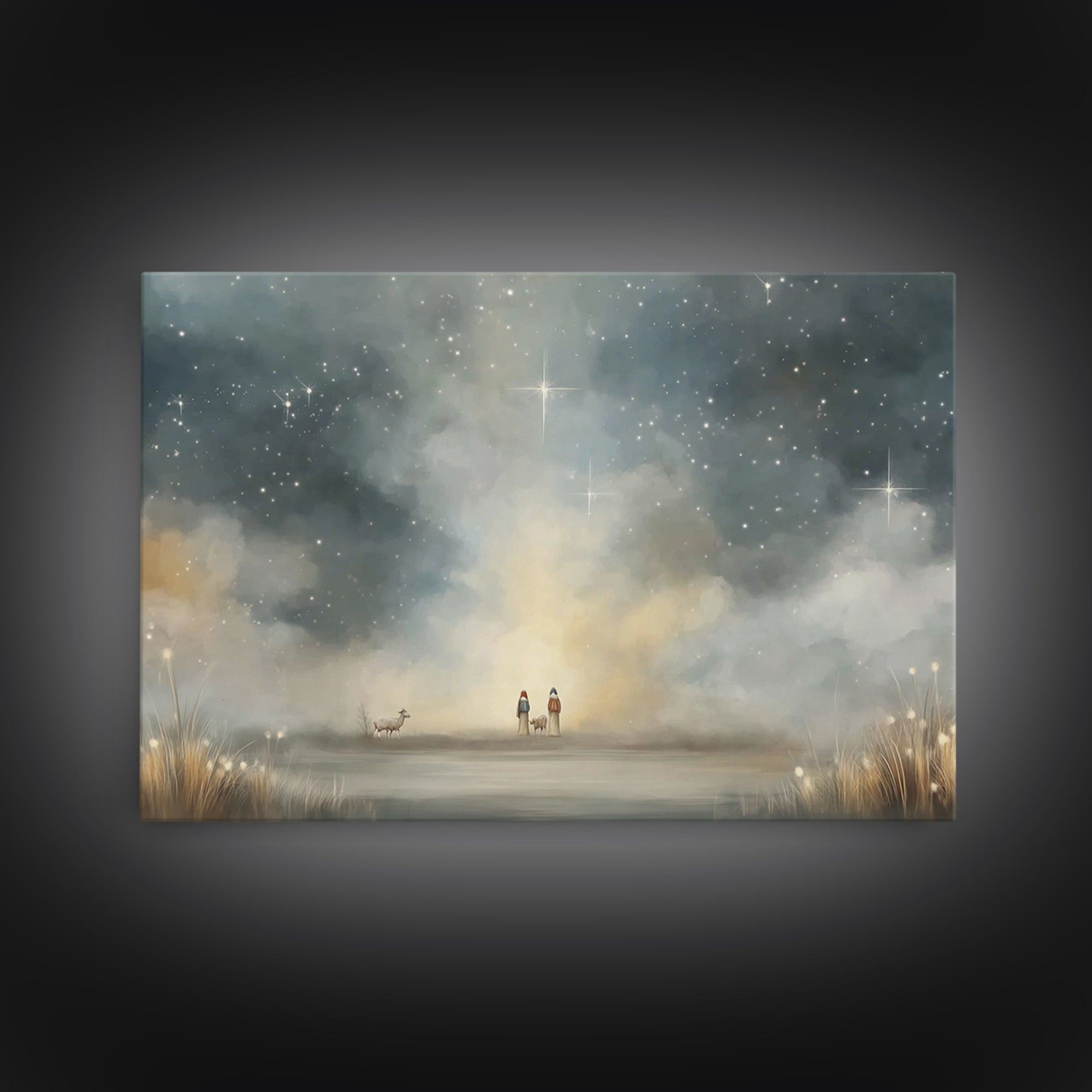 Night Of Promise – Framed Canvas Print – Christmas Wall Art – Christian Art Canvas – Christian Art – Jesus Painting – Christian Christmas A