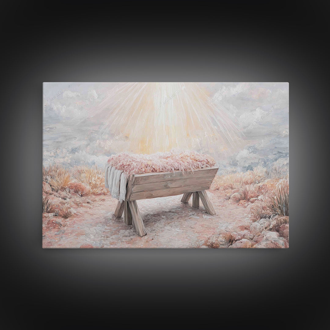 Manger Light – Framed Canvas Print – Christian Wall Art – Christian Art Canvas – Christmas Art – Jesus Christmas Art – Christian Art