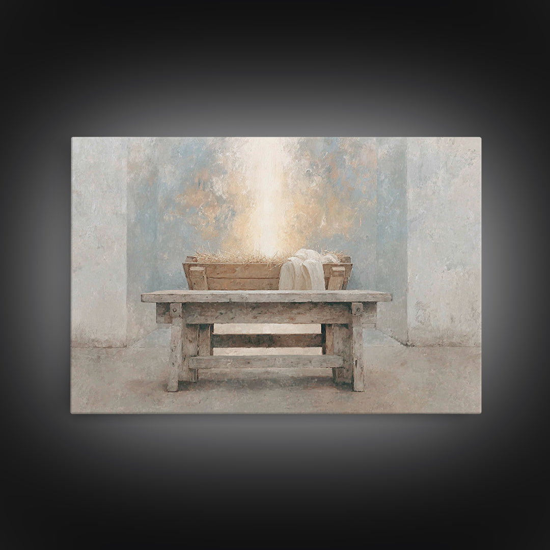Cradle Of Heaven – Framed Canvas Print – Christian Art Canvas – Christian Wall Art – Christmas Art – Christian Christmas Art – Jesus Painti