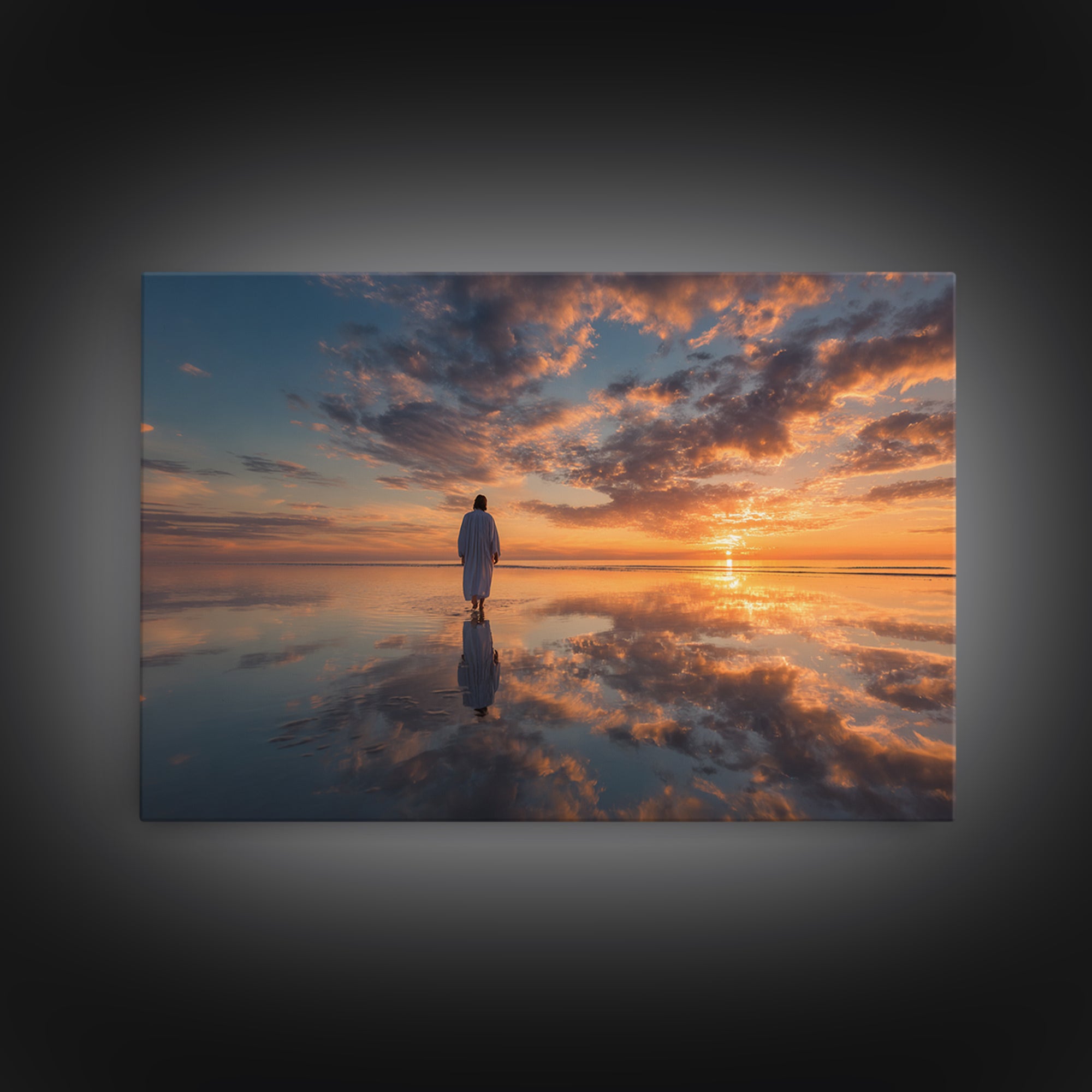 Sunrise Grace Path, Framed Canvas Print, Christian Art Canvas, Jesus Painting, Christian Wall Art, Large Christian Painting, Christian Art