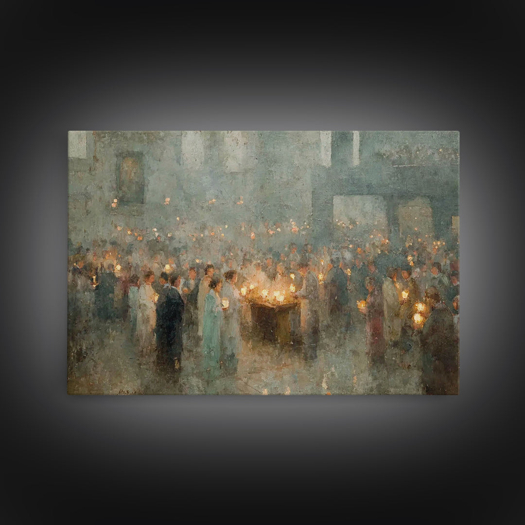 Sanctuary Gathering – Framed Canvas Print – Christian Art Canvas – Christian Wall Art – Vintage Christian Art – Christian Gift