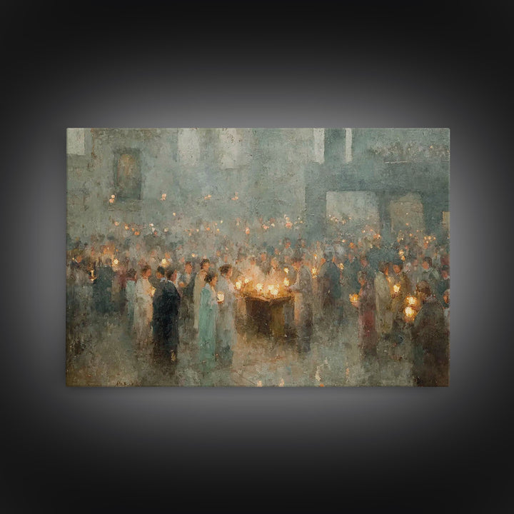 Sanctuary Gathering – Framed Canvas Print – Christian Art Canvas – Christian Wall Art – Vintage Christian Art – Christian Gift