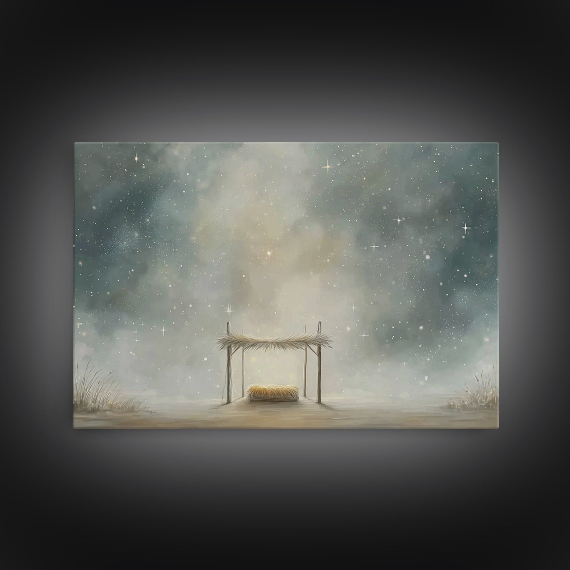 Heavenly Cradle – Framed Canvas Print – Christian Wall Art – Christian Art Canvas – Christmas Art – Christian Christmas Decor – Christian A