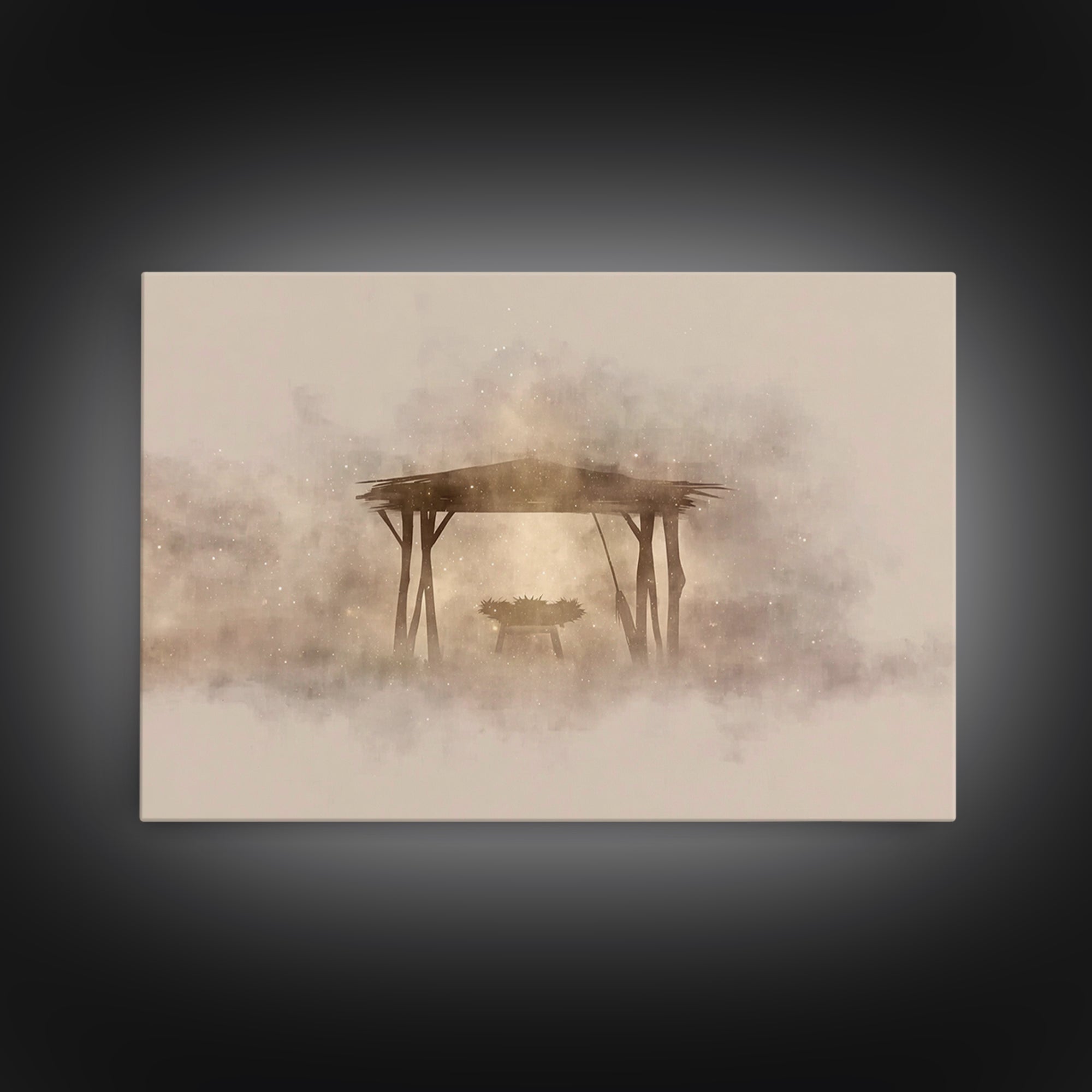 Holy Shelter Silhouette – Framed Canvas Print – Christian Christmas Art – Christian Art – Christian Wall Art – Minimalist Christian Art – C