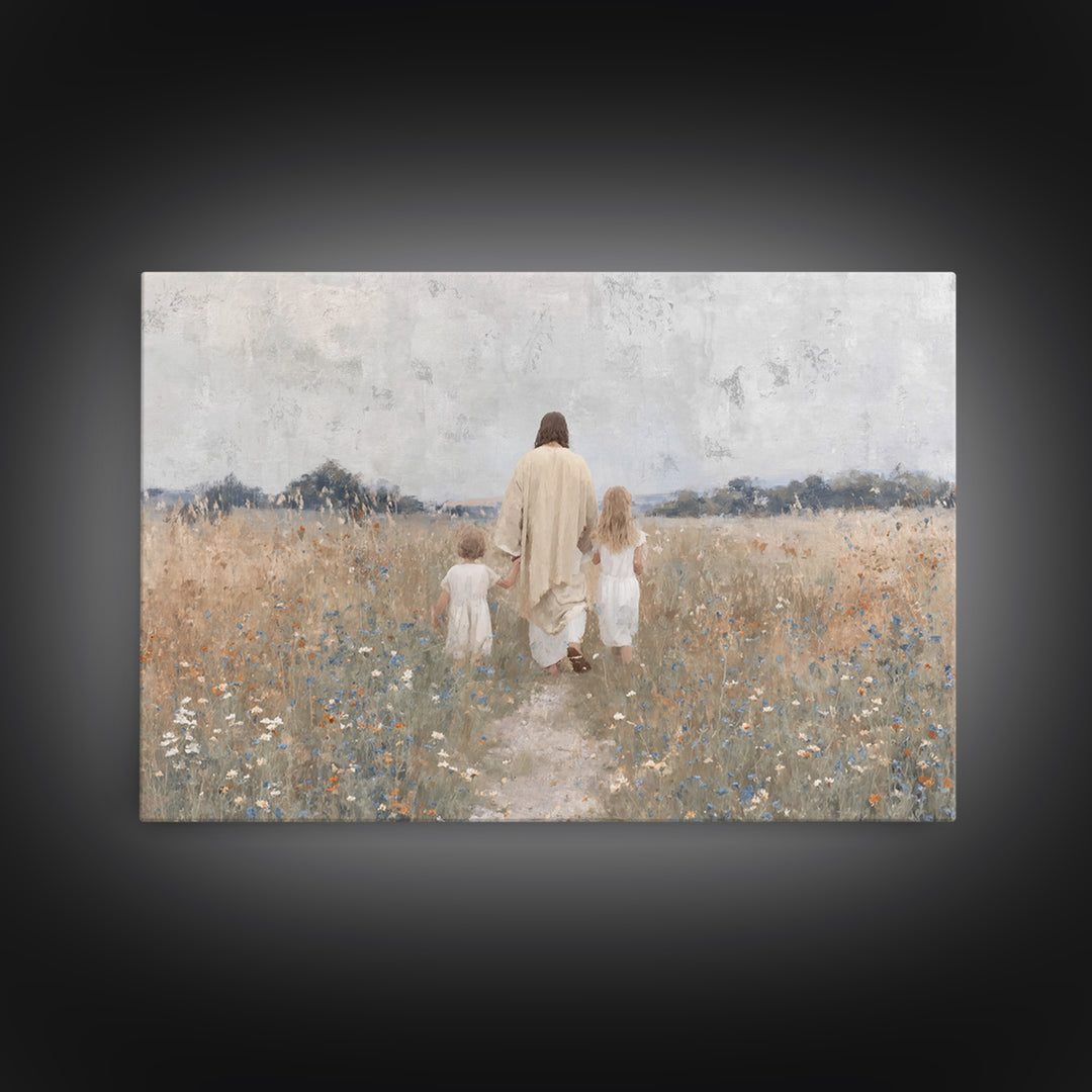 Path Of Peace – Framed Canvas Print – Christian Wall Art – Jesus Painting – Christian Art Canvas – Pastoral Scenery – Christian Christmas A