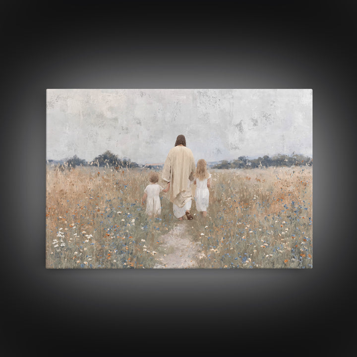 Path Of Peace – Framed Canvas Print – Christian Wall Art – Jesus Painting – Christian Art Canvas – Pastoral Scenery – Christian Christmas A
