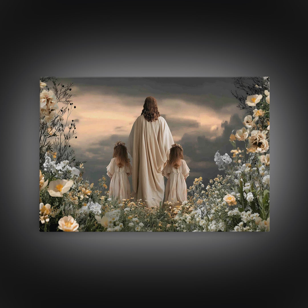 Twilight Of Grace | Framed Canvas Print | Christian Art Canvas | Jesus Painting | Moody Christian Art | Christian Wall Art | Christmas Art
