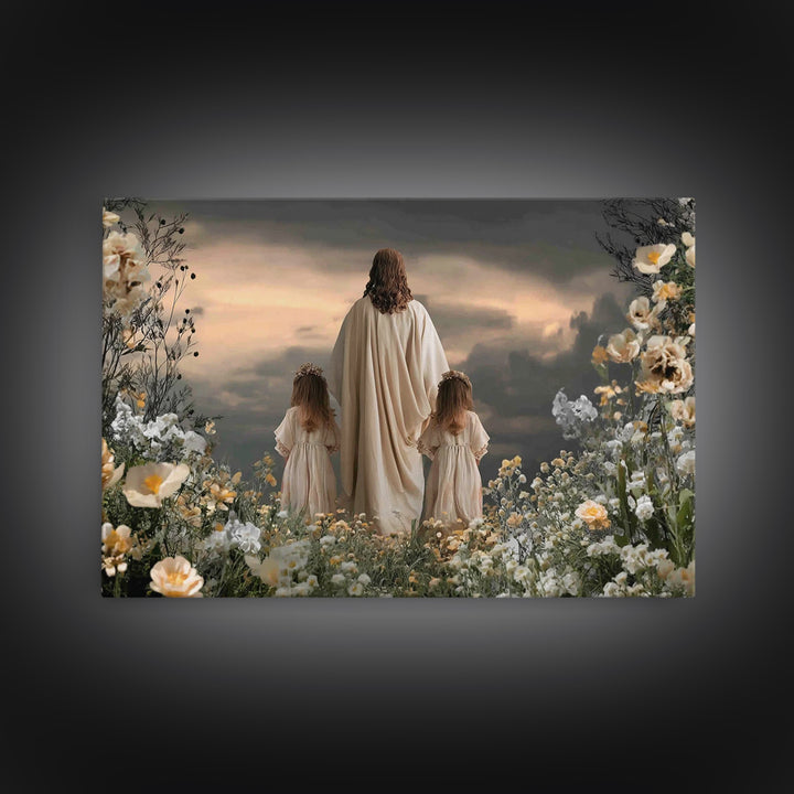 Twilight Of Grace | Framed Canvas Print | Christian Art Canvas | Jesus Painting | Moody Christian Art | Christian Wall Art | Christmas Art
