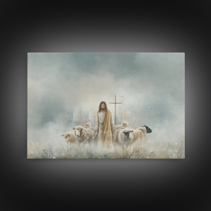 Shepherd Of Mercy – Framed Canvas Print – Christian Wall Art – Jesus Painting – Christian Art Canvas – Large Christian Painting – Christian