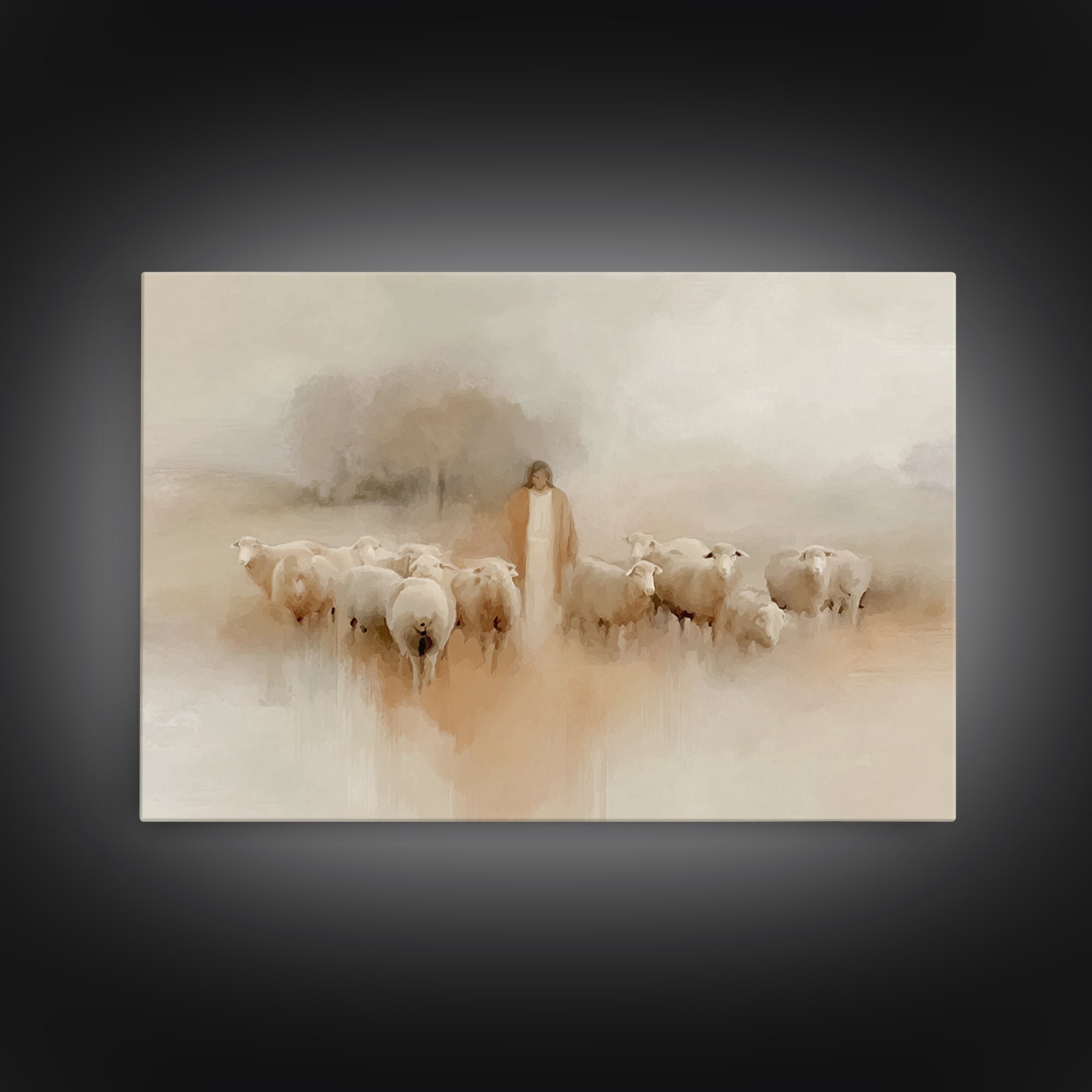 Pasture Of Peace | Framed Canvas Print | Christian Art Canvas | Jesus Painting | Minimalist Christian Art | Christian Wall Art | Subtle Chr