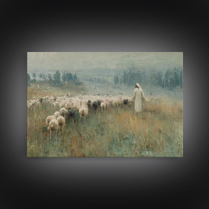 Shepherds Of Dawn – Framed Canvas Print – Christian Wall Art – Jesus Painting – Christian Art Canvas – Christmas Art