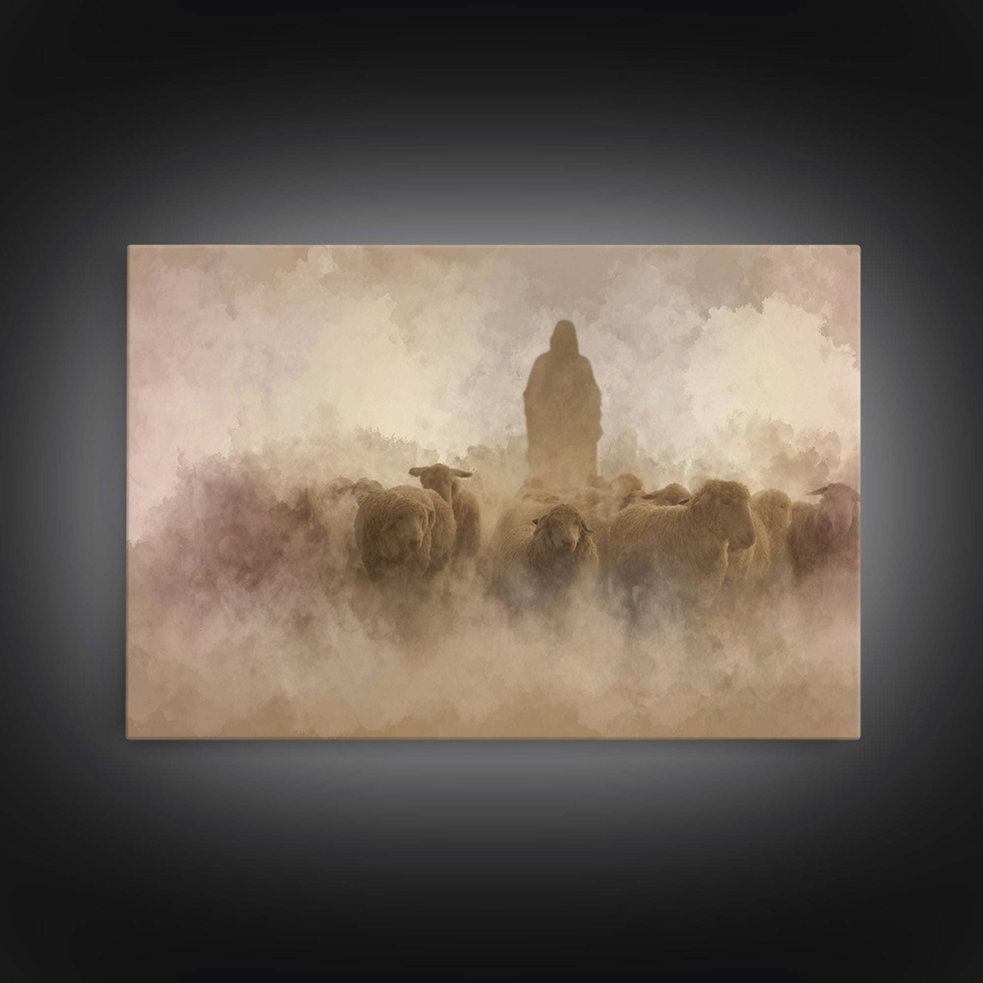 Silent Shepherd Path – Framed Canvas Print – Christian Art Canvas – Christian Wall Art – Jesus Painting – Christian Christmas